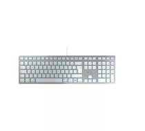 Vadāma Cherry KC 6000C for Mac klaviatūra — USB, QWERTY US English, šķērspedāļu slēdži, 1.8 m kabelis, sudraba