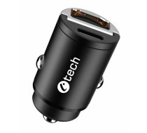 USB auto lādētājs C-TECH UCC-02, 1x C tipa + 1 x A tipa, 30 W, Power delivery 3.0, Quick Charge