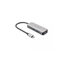 HYPER HD41-GL dokstacija USB 2.0 Type-C Melns, Pelēks