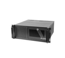 Rack korpuss LANBERG SC01-4504-08B — 19" servera vāks, ATX, dziļums 450 mm, 430×177×450 mm, 3×5.25" vietas, 6×3.5" vietas, 7 paplašinājumu sloti, tērauds, melns