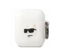 Karl Lagerfeld 3D logo NFT Choupette Head silikona futrālis priekš Airpods 1|2 White