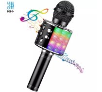 Riff WS-858 Karaoke Bērnu &amp; Vecāku Prieka Efektu Mikrofons ar skaļruņiem &amp; Ierakstu Micro USB AUX Melns