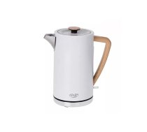 Elektriskais tējas vārītājs Adler AD 1347W — 1,5 L, 2200 W, balts ar koka krāsas rokturi