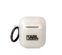 Karl Lagerfeld 3D logotips NFT Karl and Choupette TPU glitter futrālis priekš Airpods 1|2 White