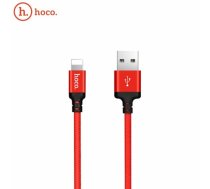 Hoco X14 Premium Izturīgs Auduma Lightning uz USB Datu &amp; Ātras 2.4A Uzlādes Kabelis 2m (MD819) Sarkans