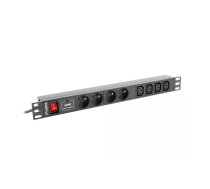 Lanberg PDU-04E04I-0200-BK energosadales vienība, PDU 4 Maiņstrāvas izvade (-s) 1U Melns