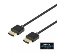 DELTACO plāns HDMI kabelis, HDMI High Speed ar Ethernet, 2 m, melns