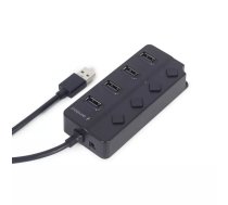 Gembird USB 2.0 powered 4-port hub with switches black USB 2.0 Type-A Melns