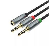 UNITEK Y-C957ABK audio kabelis 0,2 m 3.5mm 2 x 3.5mm Melns, Pelēks
