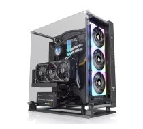 Datora korpuss THERMALTAKE Core P3 TG Pro Midi Tower Black — atbalsts ATX/EATX, rūdīts stikls, GPU līdz 45 cm, CPU dzesētājs 18 cm