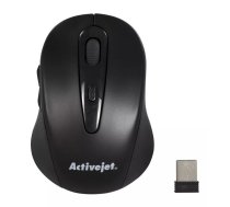 Bezvadu optiskā pele ActiveJet AMY-213, RF USB-A uztvērējs, 1600 DPI, ambidekstrāla, 6 pogas, melna