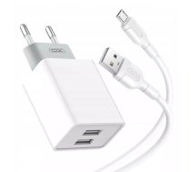 Sienas lādētājs XO L65EU ar Micro Usb kabeli 2xUSB (balts)