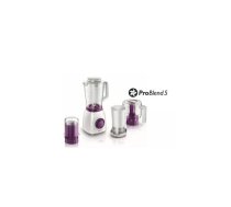 Galda blenderis Philips Viva Collection HR2166/00 — 2 L trauks, 600 W, sasmalcina ledus, balti-violets