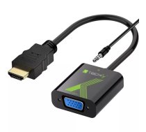 Techly HDMI - VGA+3.5mm M/F 0,15 m Melns