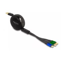 DeLOCK USB 3 in 1 Ievilktā Lādēšanas Kabeļa Micro USB 2 x USB Type-C 1.13m