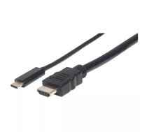 Manhattan 152235 video kabeļu aksesuārs 1 m USB Veids-C HDMI Type A (Standard) Melns