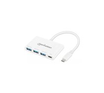 Manhattan 168434 interfeisa centrmezgls USB 3.2 Gen 1 (3.1 Gen 1) Type-C 5000 Mbit/s Balts