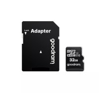 MicroSDHC atmiņas karte GOODRAM 32GB UHS‑I (Class 10, U1, 100 MB/s, SD adapteris, aizsardzība no ieraksta)