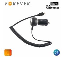 Auto lādētājs Forever 1A Kompakts dizains Micro USB 1.2m kabelis Melns
