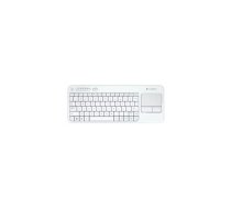 Logitech K400 Plus Wireless Touch Keyboard, Wireless, Keyboard layout QWERTY, USB port, Wireless connection Logitech 2.4 GHz Wireless Technology, Wireless range: 10m, White, English