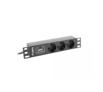 Lanberg PDU-03F-0200-BK energosadales vienība, PDU 3 Maiņstrāvas izvade (-s) 1U Melns