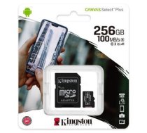 Atmiņas karte Kingston 256GB Canvas Select Plus micro SDXC UHS-I U3 V30 A1 - 100 MB/s