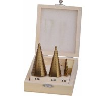 3pcs, spiral step drill set hss tin (4,4,6) proline