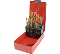 Mega 19pc hss twist drill set ( 1-10mm by 0,5mm) titanium coated metal box painted gray.