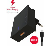 Swissten Premium 25W Samsung Super Fast Charging lādētājs ar 1.2 m USB-C uz USB-C kabelis SW-SAM-SFC-BK