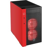 SilverStone SST-RL08BR-RGB — Red Line Mini Tower Micro-ATX spēļu datora korpuss, rūdīta stikla sānu panelis, melns