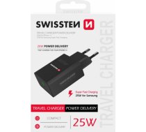 Swissten Premium 25W Tīkla Lādētājs USB-C PD 3.0 SW-USBCPD25W-B