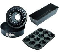 Kaiser Classic cepamformas komplekts, 4 gabali, Springform kūkas forma ar plakanu pamatni un caurules pamatni 26 cm, klaipu cepešpanna 30 cm, mafinu paplāte 12 smalkmaizītēm Standarta smalkmaizītes izmērs 7 cm, nepiedegošs pārklājums