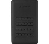 Verbatim Store 'n' Go Secure Portable I 2TB I Black I Ārējais cietais disks ar koda piekļuvi I USB 3.1 GEN 1 I Ārējais cietais disks I operētājsistēmai Windows un MacOSX I Portatīvais cietais disks I USB cietais disks