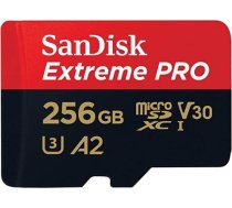 SanDisk 256GB Extreme PRO microSDXC karte + SD adapteris + RescuePRO Deluxe, līdz 200 MB/s, ar A2 App Performance, UHS-I, Class 10, U3, V30