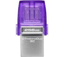 Kingston DataTraveler microDuo 3C USB atmiņas karte 256 GB USB Gen 3 Type-C un Type-A — DTDUO3CG3/256GB purpursarkana + sudraba ANEB0B1W53H1WT
