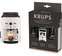 Krups EA8105 pilnībā automātiska tīrīšanas kafijas automāts, 2 tasīšu funkcija, piena sistēma ar CappuccinoPlus uzgali, kafijas automāts baltā krāsā un XS5300 tīrīšanas un kopšanas komplekts pilnībā automātiskajiem kafijas automātiem ANEB09CTPGST3T