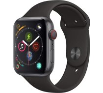 Apple Watch Series 4 44 mm (GPS + Cellular) — alumīnija korpuss, kosmosa pelēka, melna sporta siksniņa (atjaunota) ANEB07R4KQPT5T