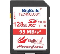 BigBuild Technology 128GB UHS-I U3 95MB/s atmiņas karte Panasonic Lumix DMC FT30, FT30EF A, FT30EF D, FT30EF K, FZ1000, FZ2000, FZ2500, FZ300, FZ72, FZ2EBK, FZ822