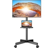 Perlegear TV statīvs Ritināms, mobilais TV statīvs ar riteņiem 23-60 collu LCD/LED televizora ratiņiem ar regulējamu augstumu un stabilu mājas displeja televizora ratiņiem līdz 40 kg, maks. VESA 400 x 400 mm