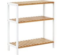 ‎songmics Songmics bambusa plaukts, apavu plaukts ar 3 plauktiem, augu plaukts, daudzfunkcionāls, gaitenis, vannas istaba, dzīvojamā istaba, balkons vai virtuvē, dabīgs balts BCB33WN
