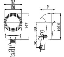 HELLA 1GA 996 261-701 Xenon-Worklight - Oval 100 Integral - 24V - Montāžas/Caurules kakliņš - Vertikāli - Virsmas apgaismojums - Spraudnis: AMP