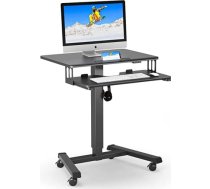 BONTEC mobilais rakstāmgalds ar 4 riteņiem, stāvoša galda augstums regulējams 65 x 45 cm mobilā darbstacija, klēpjdatora galds ar tastatūras plauktu, stāvgalds viesistabai, guļamistaba