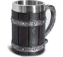 Alus Krūzes, Ziemeļvalstu vikingu rūnu alus glāzes Liela ozola alus krūze Kafijas krūze ar nerūsējošā tērauda koka sveķiem 3D, Krūzes vīriešiem, Tēva dienas dāvana 550 ml