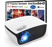 Mini projektors, 7500L pārnēsājams mājas kinozāles projektora atbalsts 1080P Full HD [ekrāns iekļauts] Video projektors, kas saderīgs ar viedtālruni/TV Stick/PS5/PC/klēpjdatoru