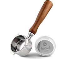 Notsek Bezdibena portafiltrs 51 mm ar espresso ripas sietu, porta filtra turētājs 51 mm saderīgs ar DeLonghi Dedica EC680/EC685/EC785/EC820/EC850/EC860, filtra turētājs ar nerūsējošā tērauda kafijas ripas sietiņu, filtra grozs, koka rokturis