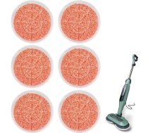 Sgizoku S6002UK tvaika mopu nomaiņas paliktņi, kas saderīgi ar Shark Steam Mop smago tīrīšanas spilventiņu, īpaši berzes oranžo samta + neilona dzijas spilventiņi (6 pakojumā)