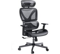 Noblewell ergonomisks biroja krēsls, galda krēsls ar gredzenveida jostas balstu, 3D roku balsti un regulējams sēdekļa dziļums, regulējama šūpuļa funkcija, elpojošs siets (melns)