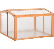 Outsunny Cold Frame siltumnīcas aukstā karkasa augu dobe ar koka un polikarbonāta pārsegu, laikapstākļiem izturīgs oranžs 90 x 80 x 58 cm