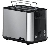 Braun PurShine HT1510 BK tosteris — tosteris ar dubulto spraugu, 8 grauzdēšanas grādi, uzsildīšanas un atkausēšanas funkcija, izvelkama drupu paplāte, 900 vati, melna