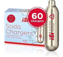 ISI - CO2 kapsulas 8,4 g (6 x 10 iepakojumi) - Soda kapsulas piemērotas Sodamaker Classic, Twist'n Sparkle & Gourmet Whip - CO2 kārtridži gardiem sodas jauktiem dzērieniem un kokteiļiem - Ražots Austrijā